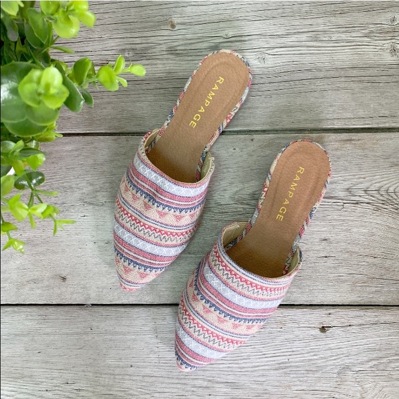 Rampage Shoes - Rampage Blue Red Multi-color Pointed Flats 6.5. Z3